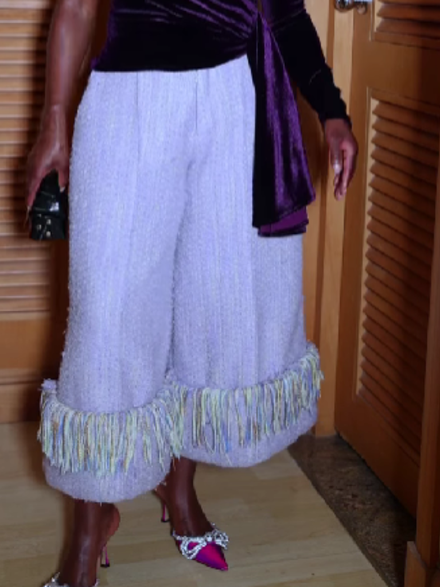 Tweed Multicolor Tassel Wide Leg Pants