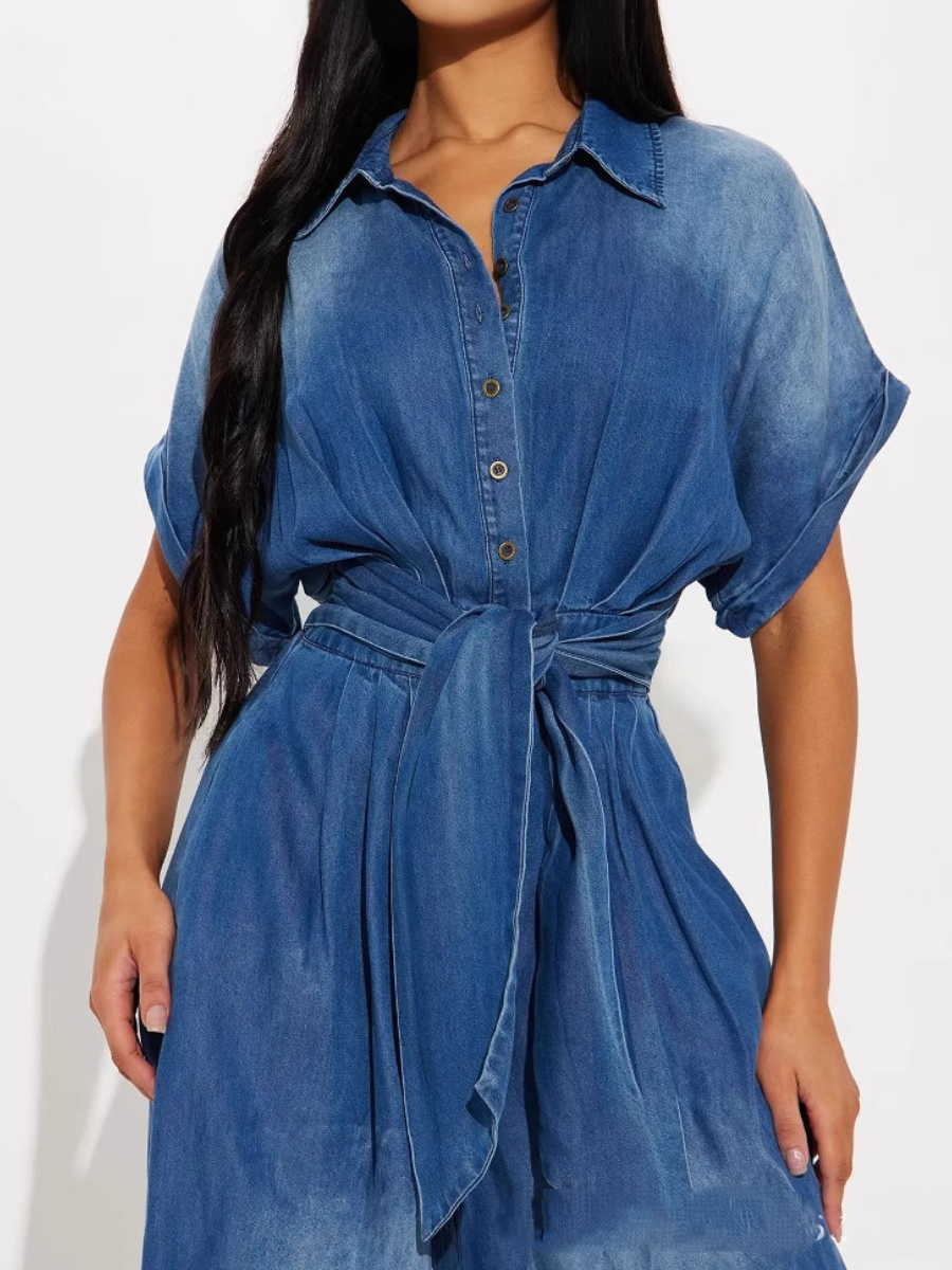 Lappel-breasted Lace-up Jumpsuit