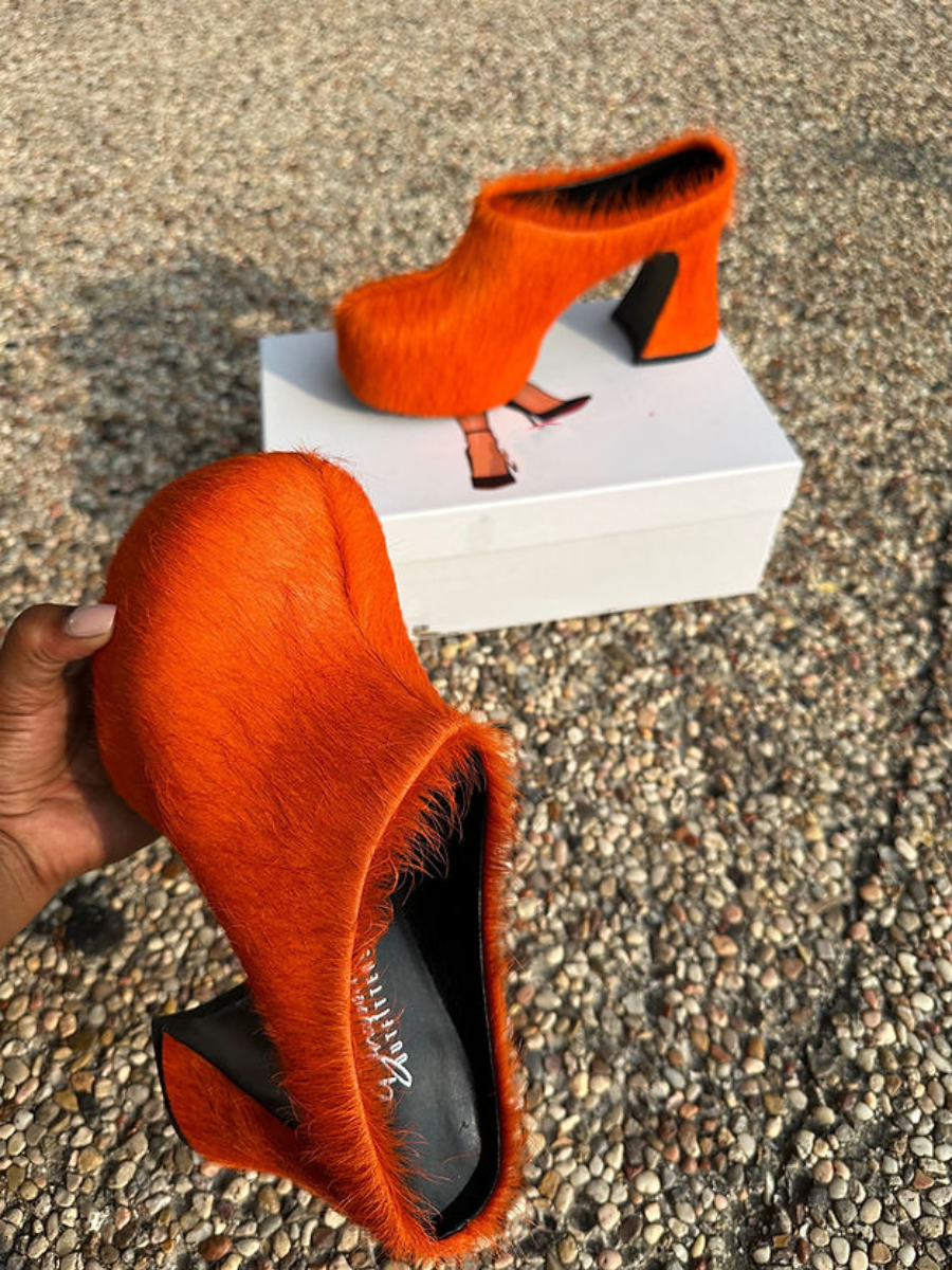 Fur Thick Heel Shoes