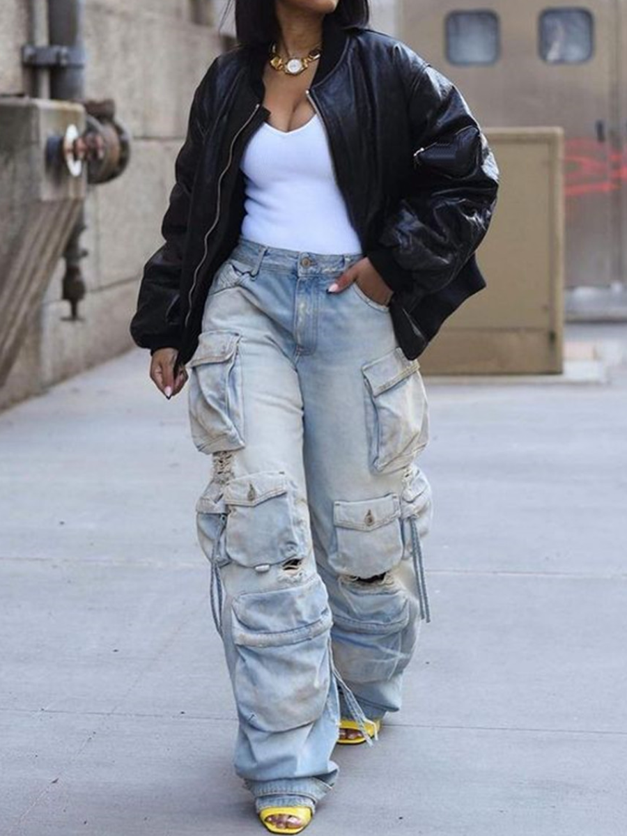 Fab Cargo Pocketed Jeans