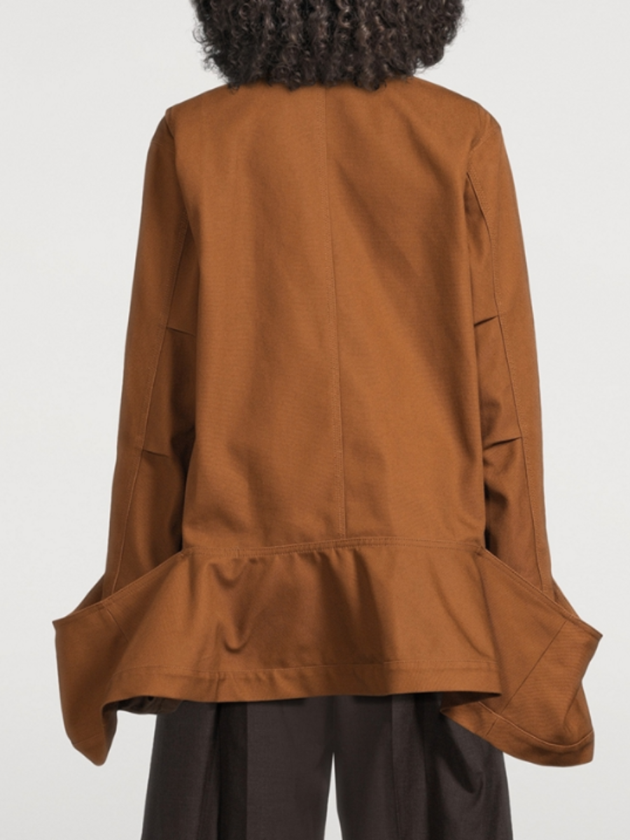 Exaggerated Flared Hem Canvas Jacket