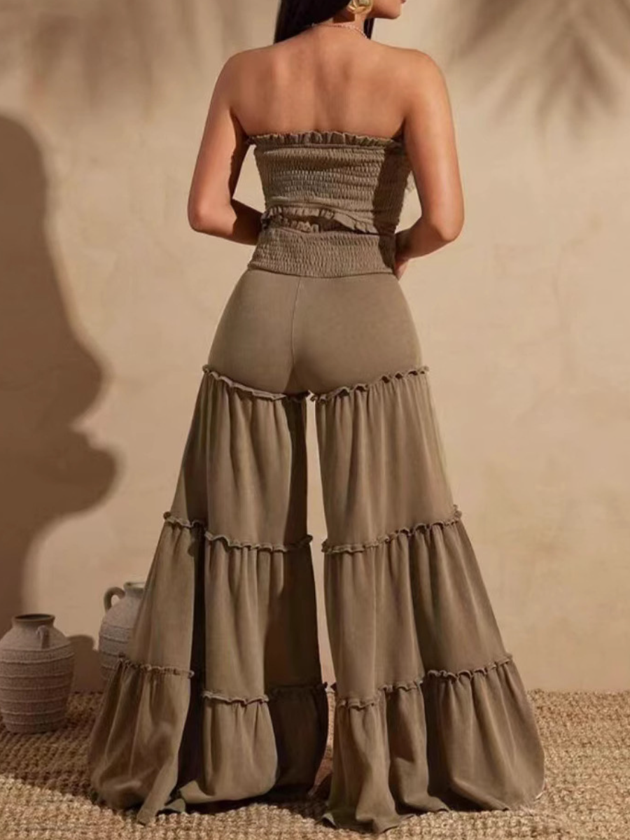 Strapless High Waist Patchwork Jumpsuit