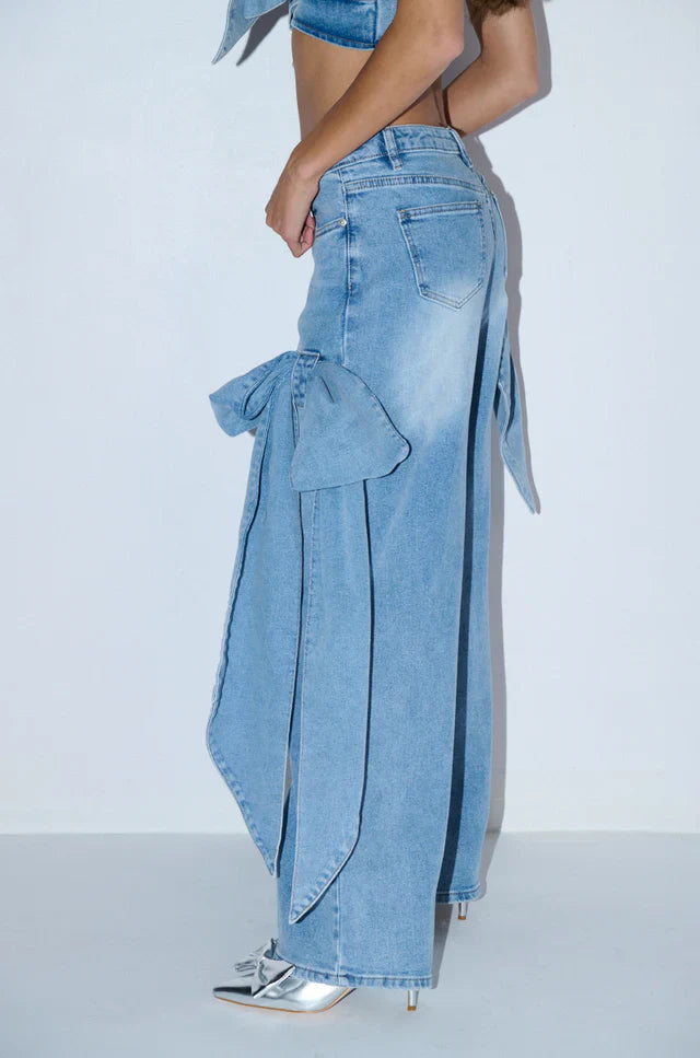 Bow Detail Wide Leg Jean
