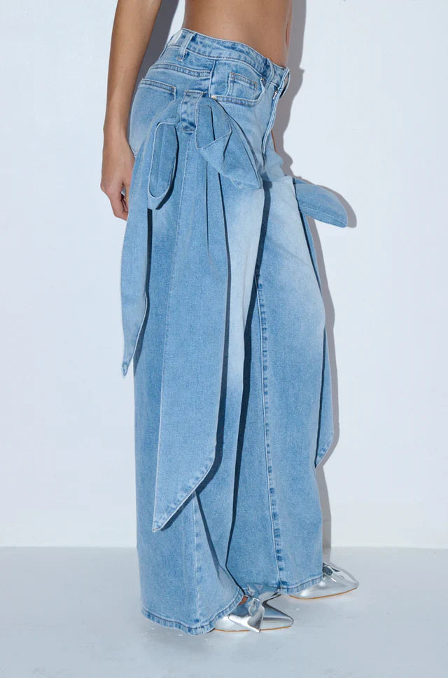 Bow Detail Wide Leg Jean