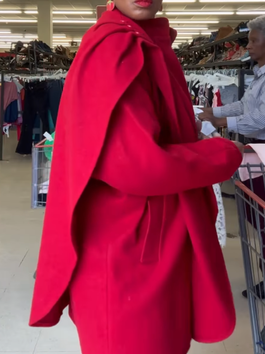 Vintage Shoulder Layered Drape Coat