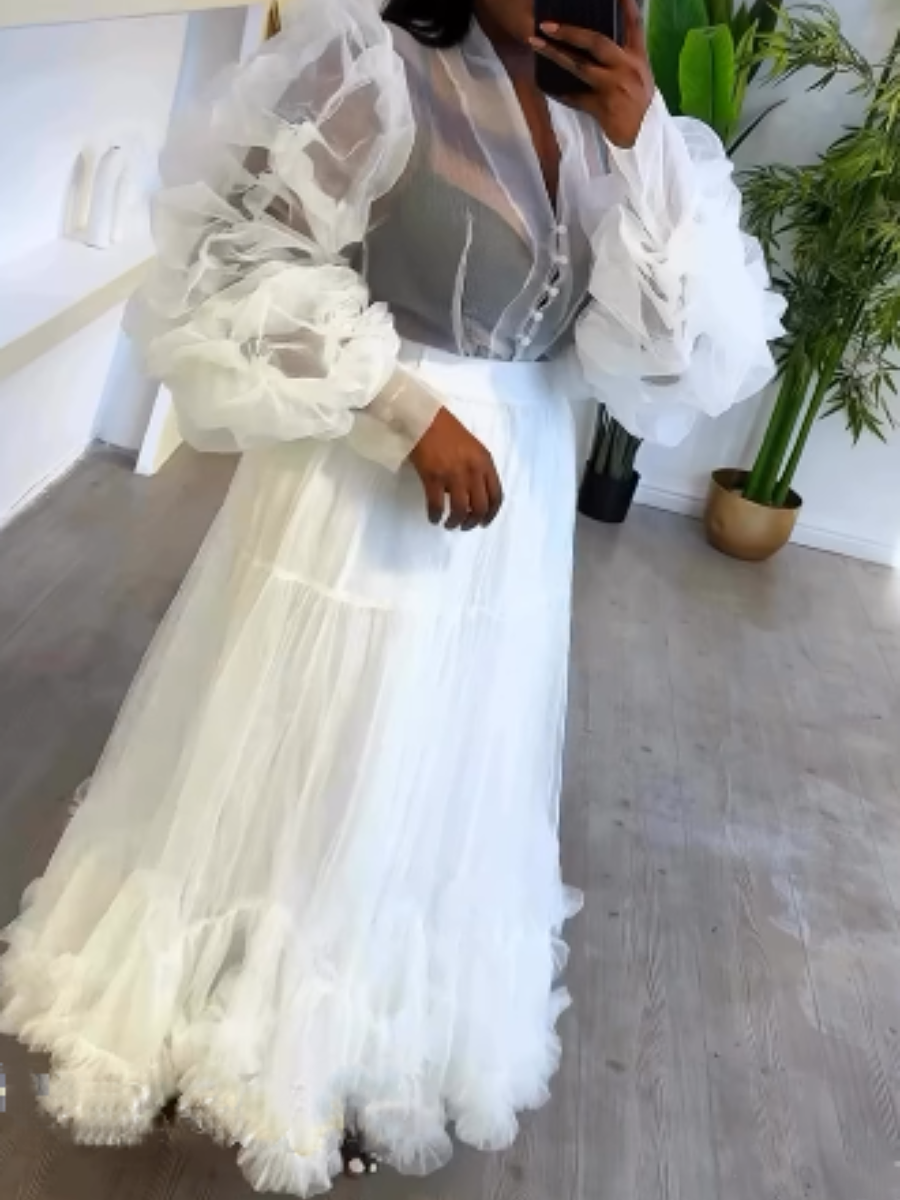 The Classy Mesh Skirt 2pc Set