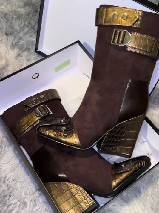 Suede Square-toed Boots