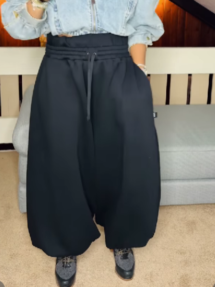 Bloomers-shaped Double-belt Sweatpants