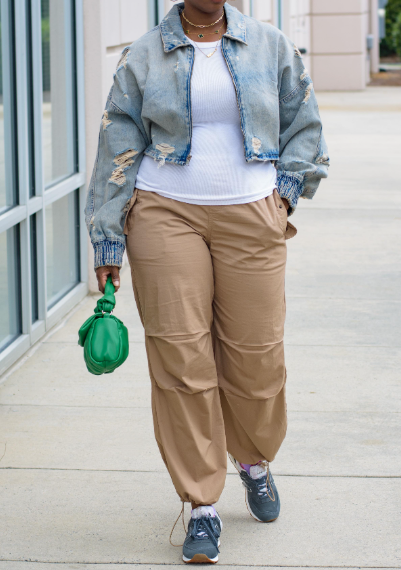Ripped Denim Bomber Jacket