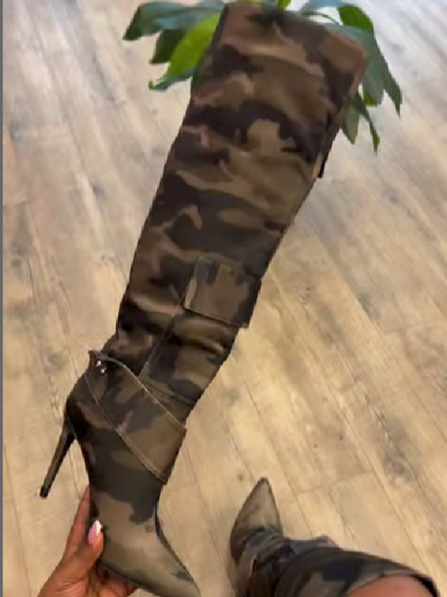 Over-the-Knee Camo Boots