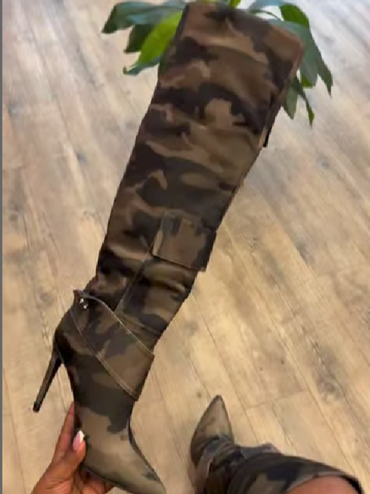 Over-the-Knee Camo Boots