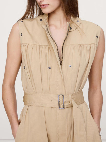 Stretch-Cotton Utility Maxi Dress