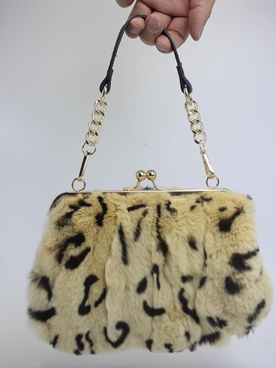 Faux Fur Metal Lock Shoulder Bag