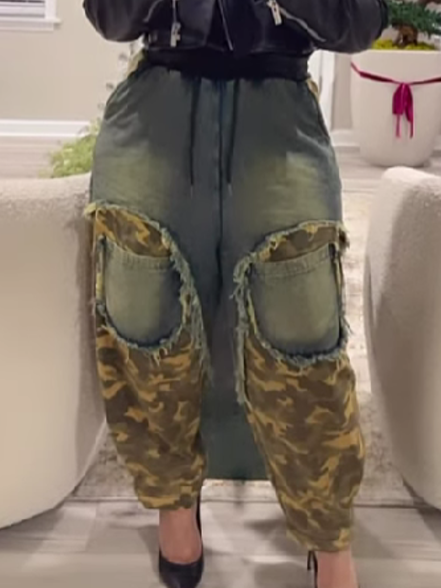 Camouflage Stitching Jeans