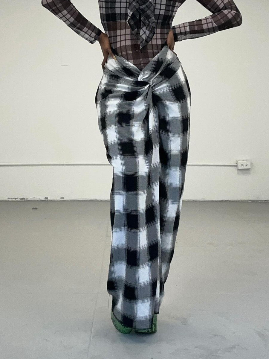 Plaid Kink Design Trousers