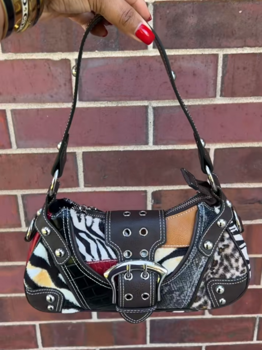 Leather Patchwork Shoulder Bag