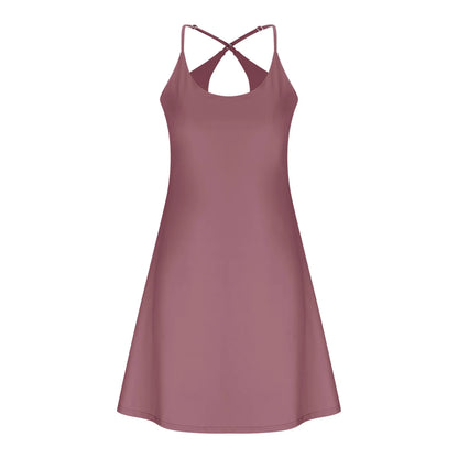 The Ultimate Tummy Control Active Dress, Backless Dress Built in Shorts