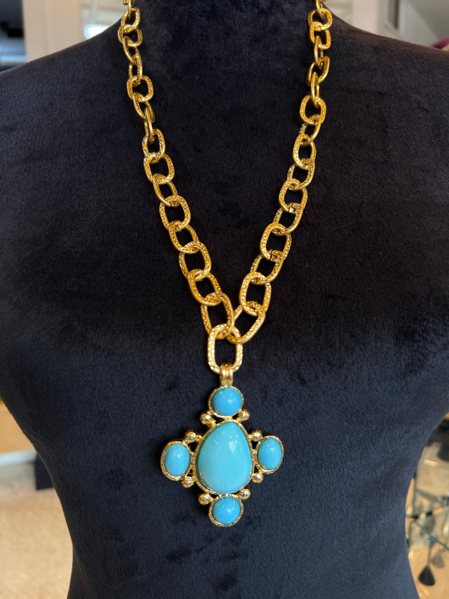 Stacked Gold Thick Chain With Colored Gemstone Necklace