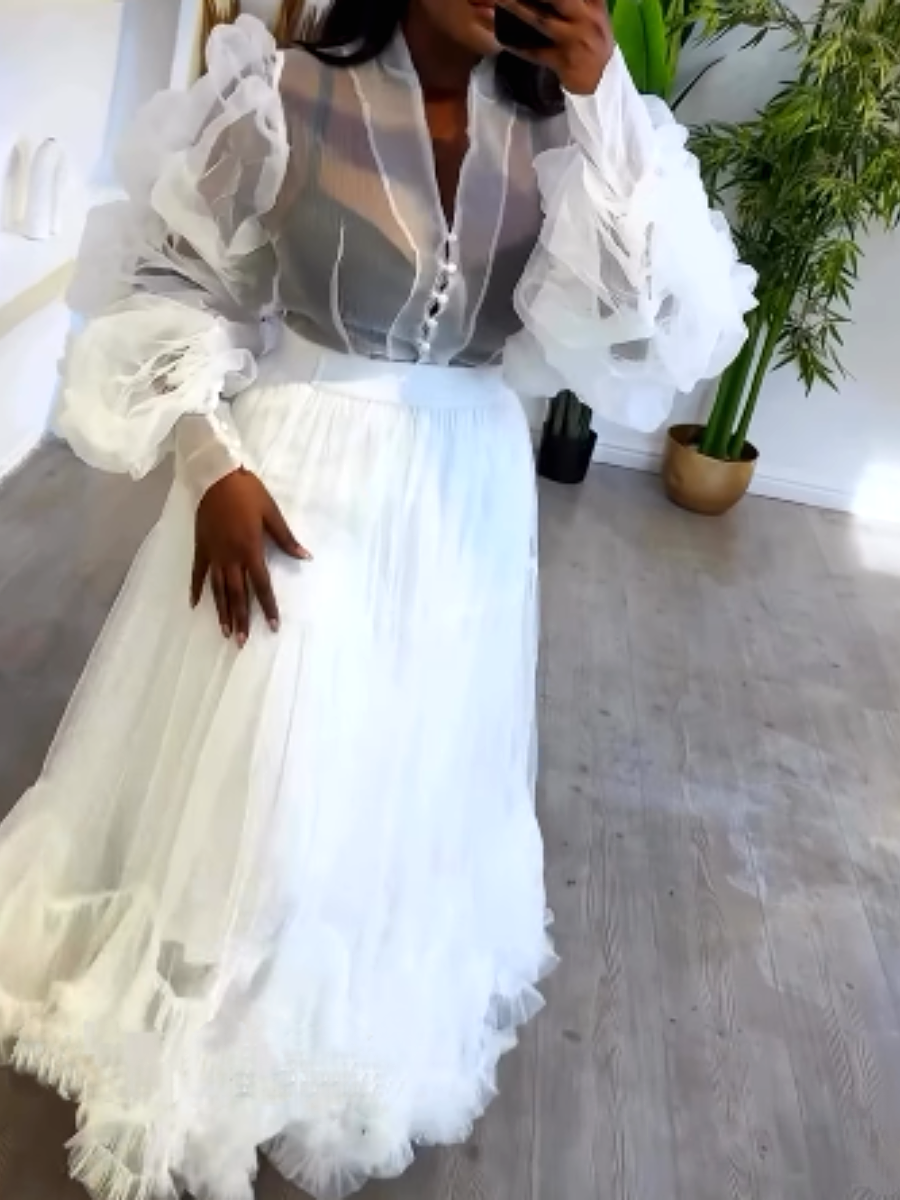 The Classy Mesh Skirt 2pc Set