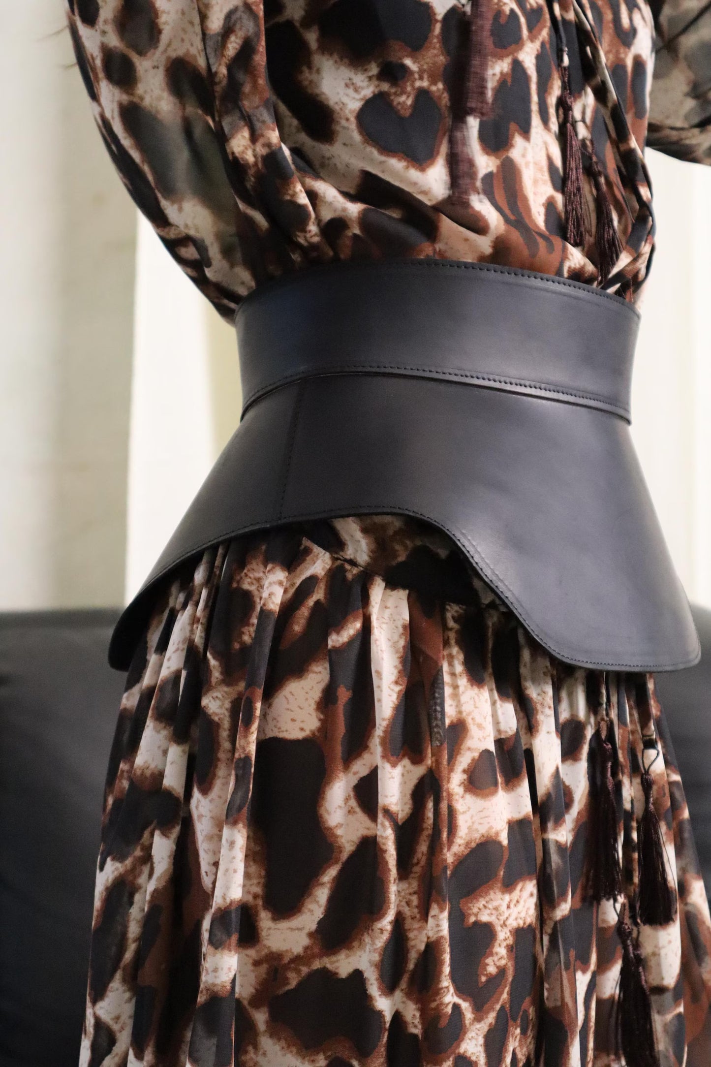 Crazy Horse Leather Peplum Belt - Corset Style Waist Cincher