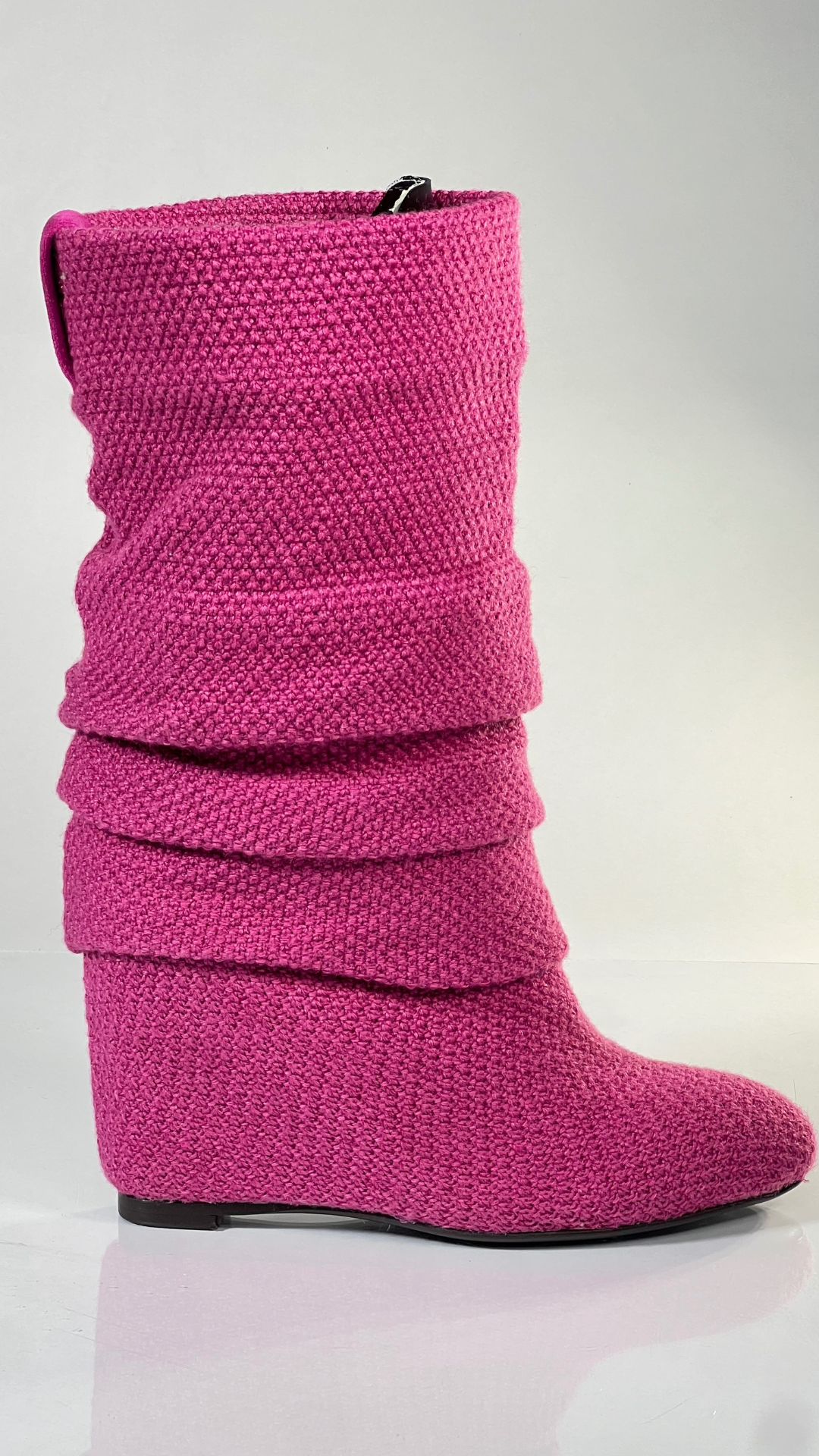 Woven Texture Ruched Wedge Boots